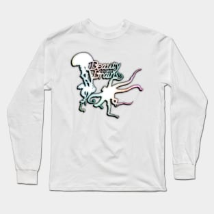 Beauty and Brains, Octopus and Jellyfish Duo, Pastel Rainbow, Bold Graphic Design Long Sleeve T-Shirt